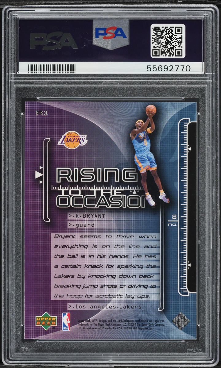 2002 Upper Deck MVP Rising To The Occasion Kobe Bryant #R1 PSA 10 GEM MINT