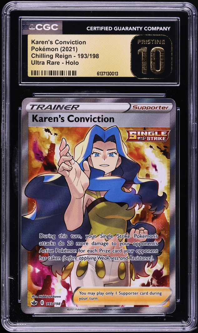 2021 Pokemon Sword & Shield Chilling Reign Full Art Karen's Conviction #193 CGC 10 PRISTINE