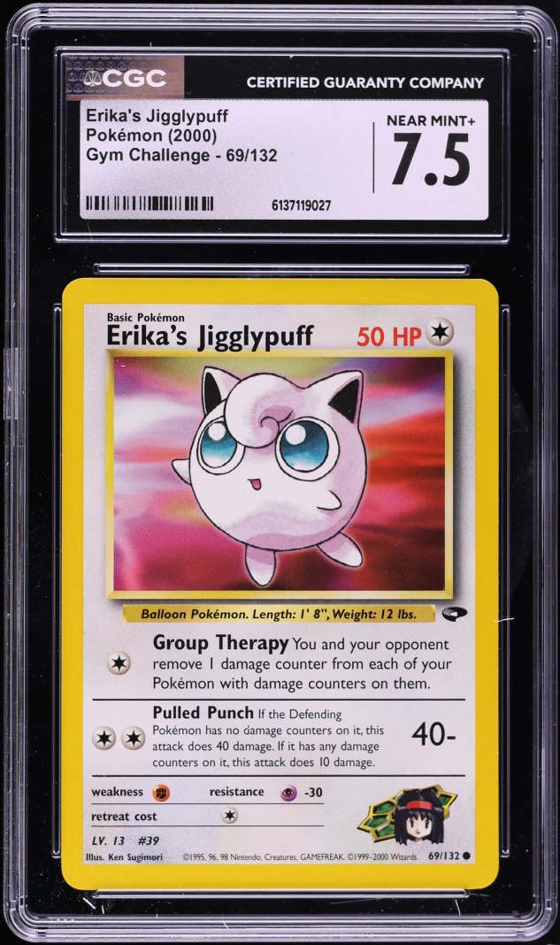 2000 Pokemon Gym Challenge Erika's Jigglypuff #69 CGC 7.5 NRMT+