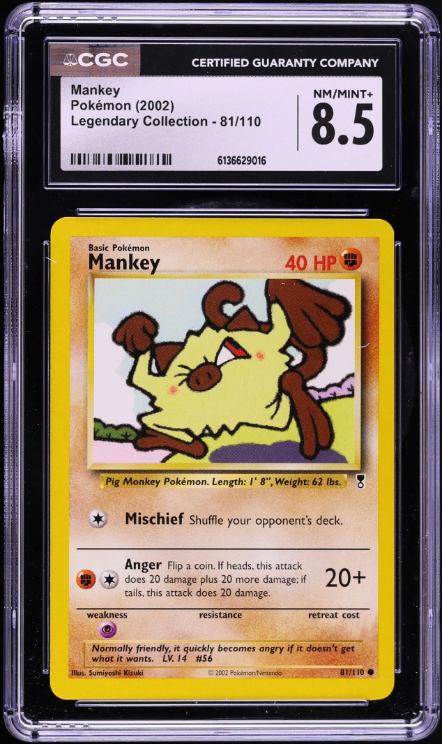 2002 Pokemon Legendary Collection Mankey #81 CGC 8.5 NM-MT+