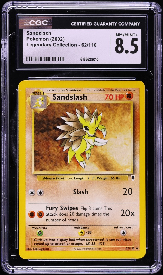 2002 Pokemon Legendary Collection Sandslash #62 CGC 8.5 NM-MT+