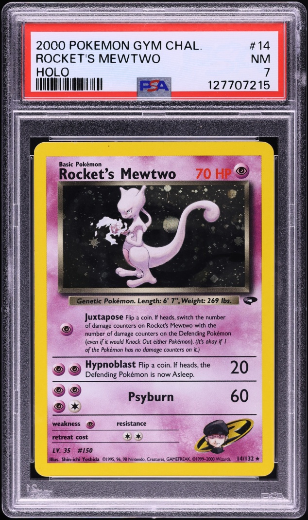 2000 Pokemon Gym Challenge Holo Rocket's Mewtwo #14 PSA 7 NRMT