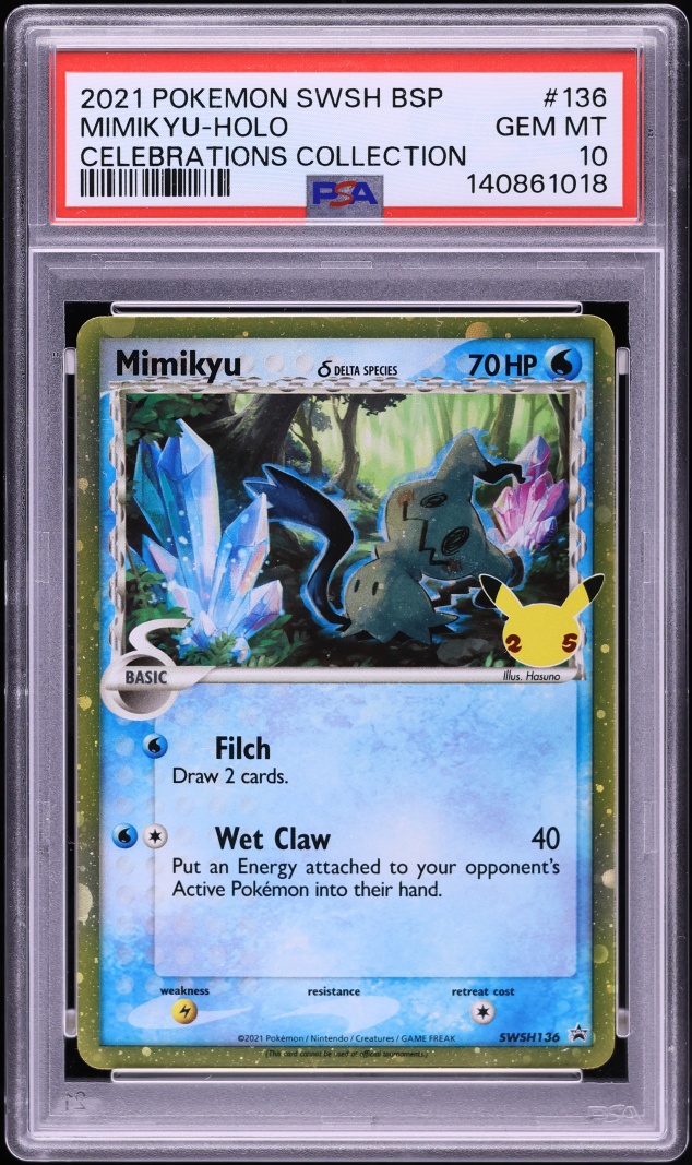 2021 Pokemon Sword & Shield Promo Celebrations Collection Holo Mimikyu #SWSH136 PSA 10 GEM MINT