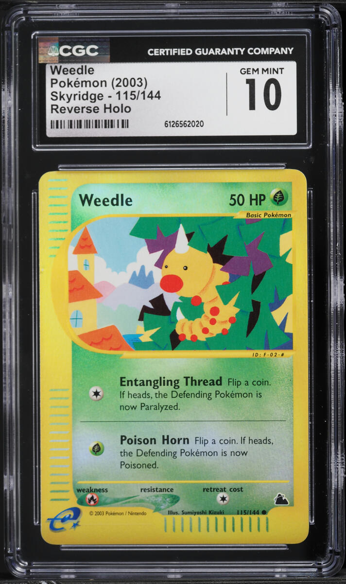 2003 Pokemon Skyridge Reverse Holo Weedle #115 CGC 10 GEM MINT