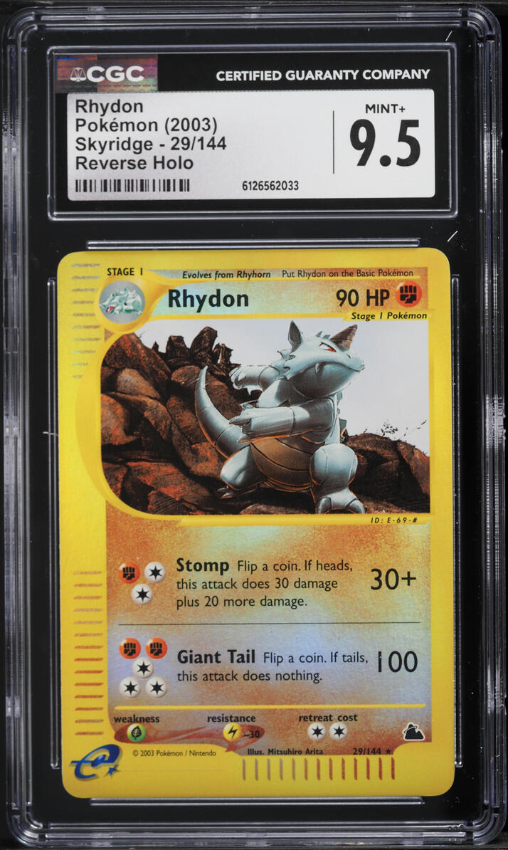 2003 Pokemon Skyridge Reverse Holo Rhydon #29 CGC 9.5 MINT+