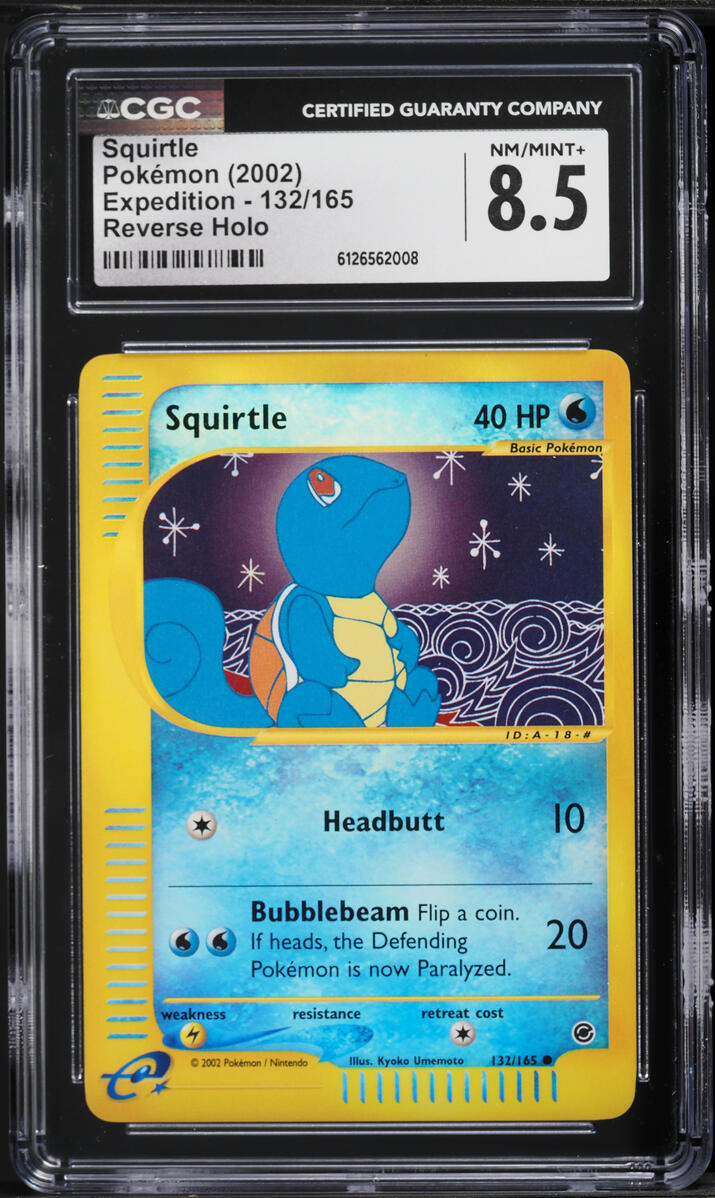 2002 Pokemon Expedition Reverse Holo Squirtle #132 CGC 8.5 NM-MT+