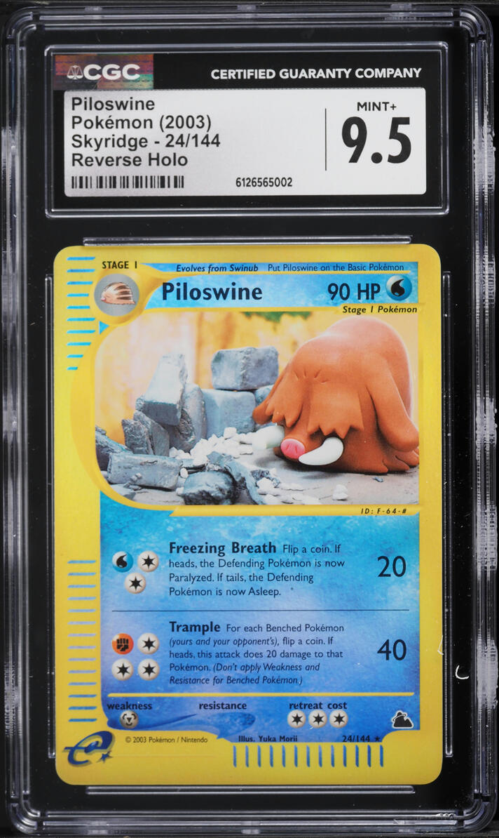 2003 Pokemon Skyridge Reverse Holo Piloswine #24 CGC 9.5 MINT+