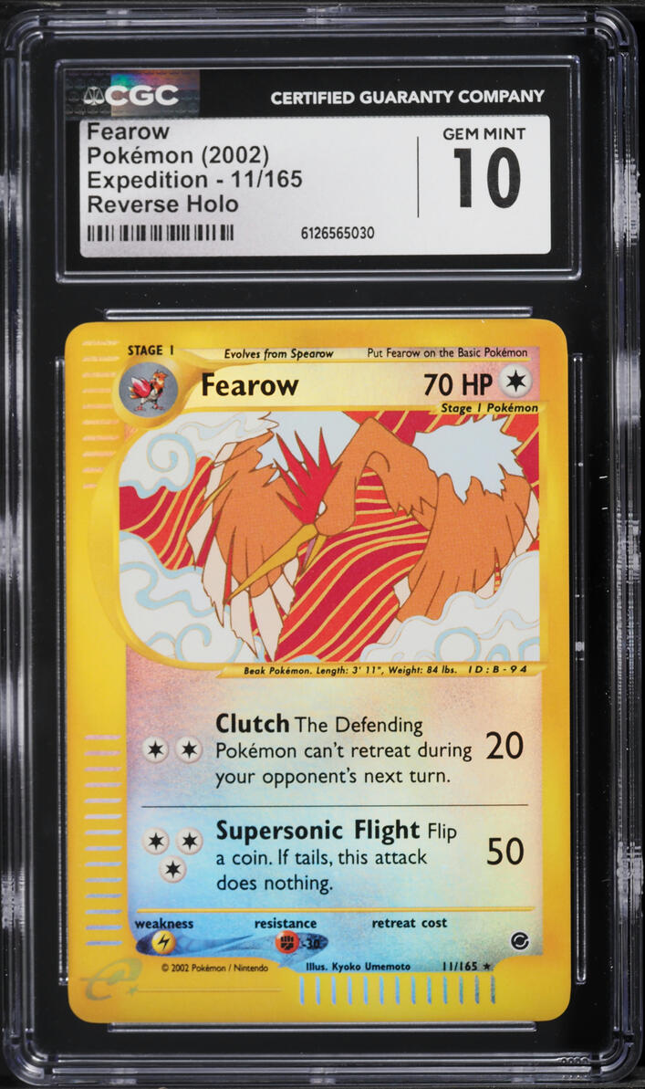 2002 Pokemon Expedition Reverse Holo Fearow #11 CGC 10 GEM MINT