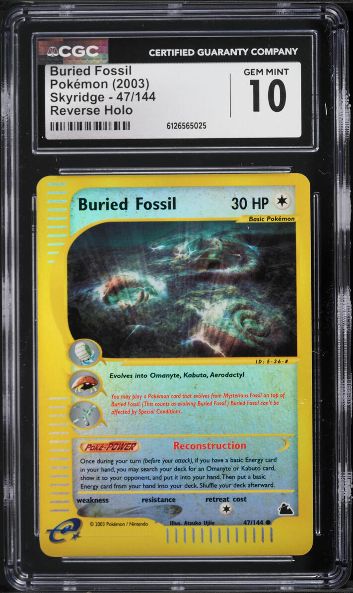 2003 Pokemon Skyridge Reverse Holo Buried Fossil #47 CGC 10 GEM MINT