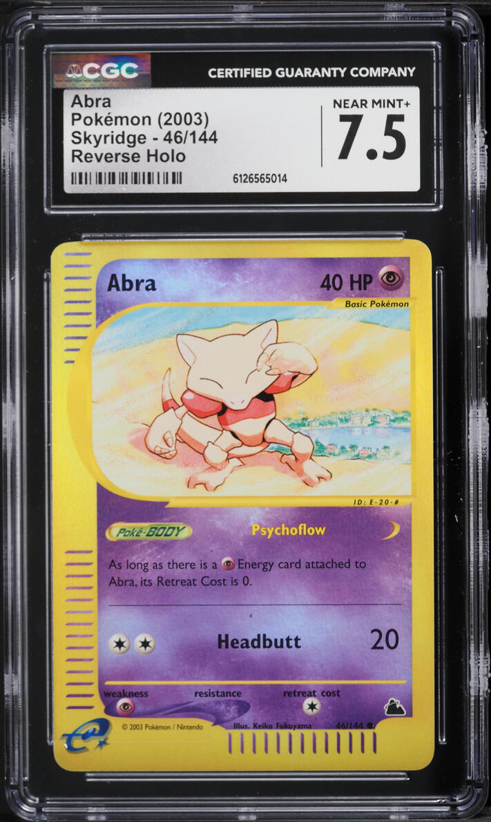 2003 Pokemon Skyridge Reverse Holo Abra #46 CGC 7.5 NRMT+