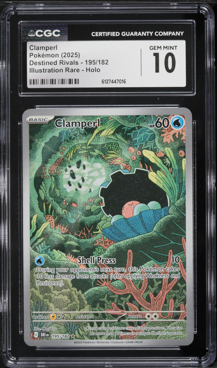 2025 Pokemon Scarlet & Violet Destined Rivals IR Clamperl #195 CGC 10 GEM MINT