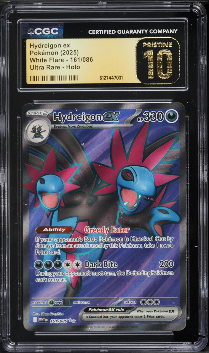 2025 Pokemon Scarlet & Violet White Flare Full Art Hydreigon EX #161 CGC 10 PRISTINE