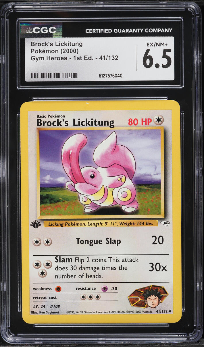 2000 Pokemon Gym Heroes 1st Edition Brock's Lickitung #41 CGC 6.5 EXMT+