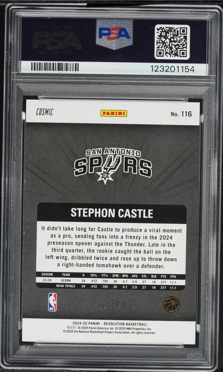 2024 Panini Revolution Cosmic Stephon Castle ROOKIE /99 #116 PSA 9 MINT