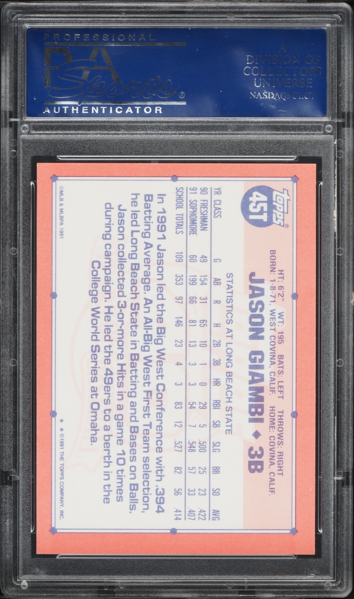 1991 Topps Traded Tiffany Jason Giambi ROOKIE #45T PSA 10 GEM MINT