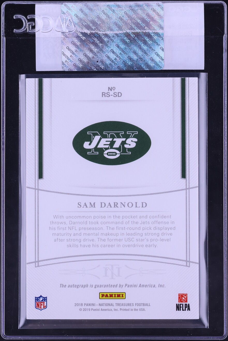 2018 National Treasures Platinum Sam Darnold ROOKIE AUTO 1/1 #RS-SD CGC AUTH - Photo 2