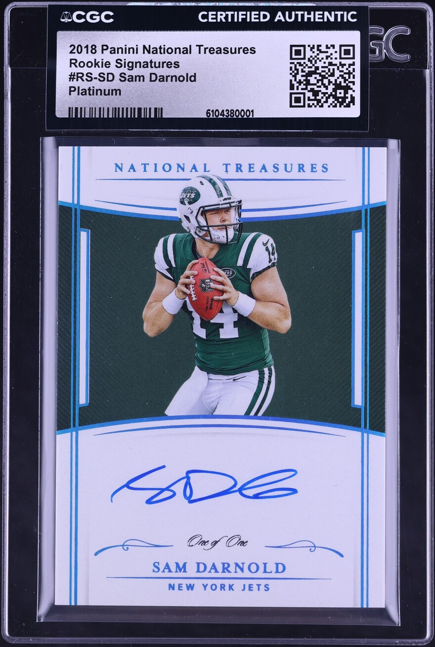 2018 National Treasures Platinum Sam Darnold ROOKIE AUTO 1/1 #RS-SD CGC AUTH - Photo 1