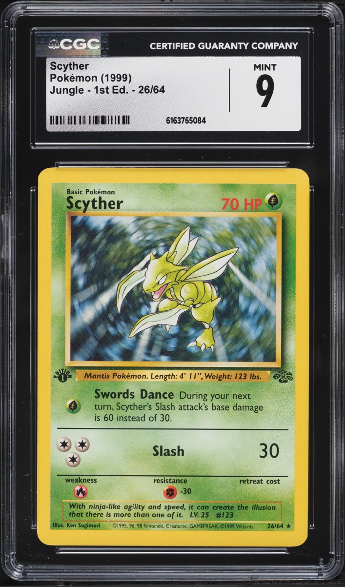 1999 Pokemon Jungle 1st Edition Scyther #26 CGC 9 MINT