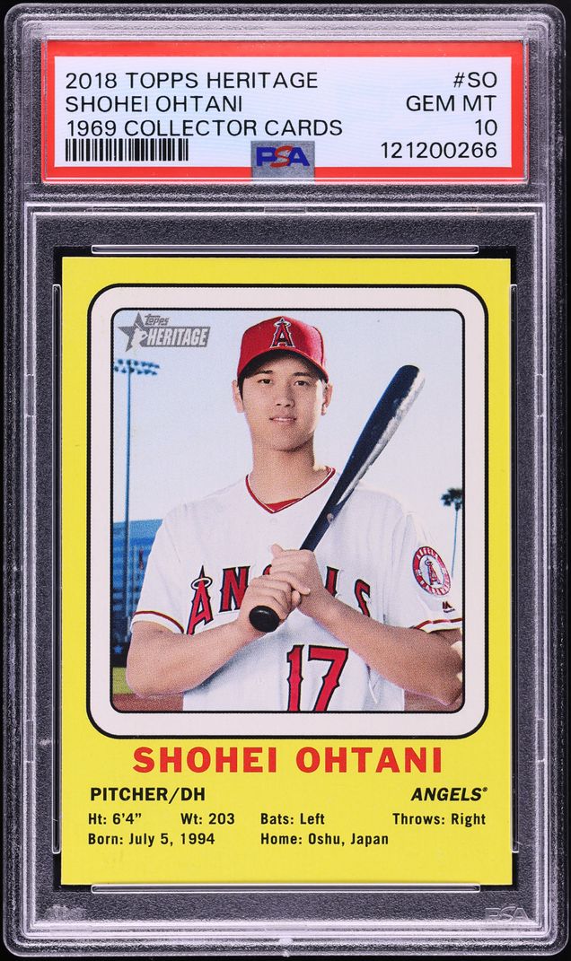 2018 Topps Heritage '69 Collector Cards Shohei Ohtani ROOKIE #69CC-SO PSA 10 GEM MINT