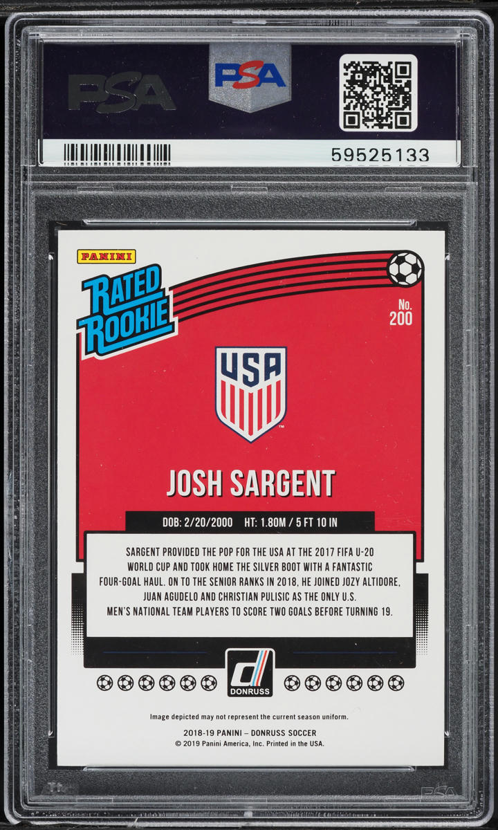 2018 Donruss Soccer Josh Sargent ROOKIE #200 PSA 9 MINT