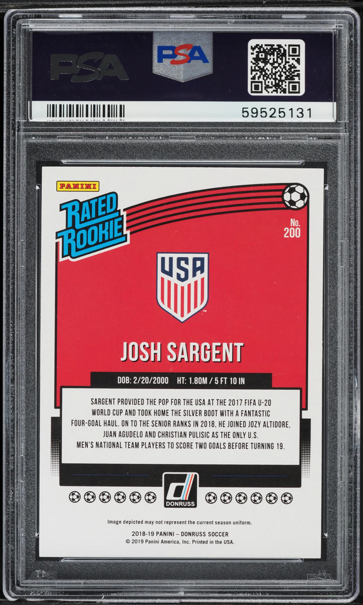 2018 Donruss Soccer Josh Sargent ROOKIE #200 PSA 10 GEM MINT