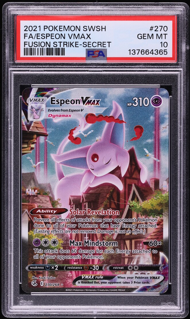 2021 Pokemon Sword & Shield Fusion Strike SEC Espeon VMAX #270 PSA 10 GEM MINT