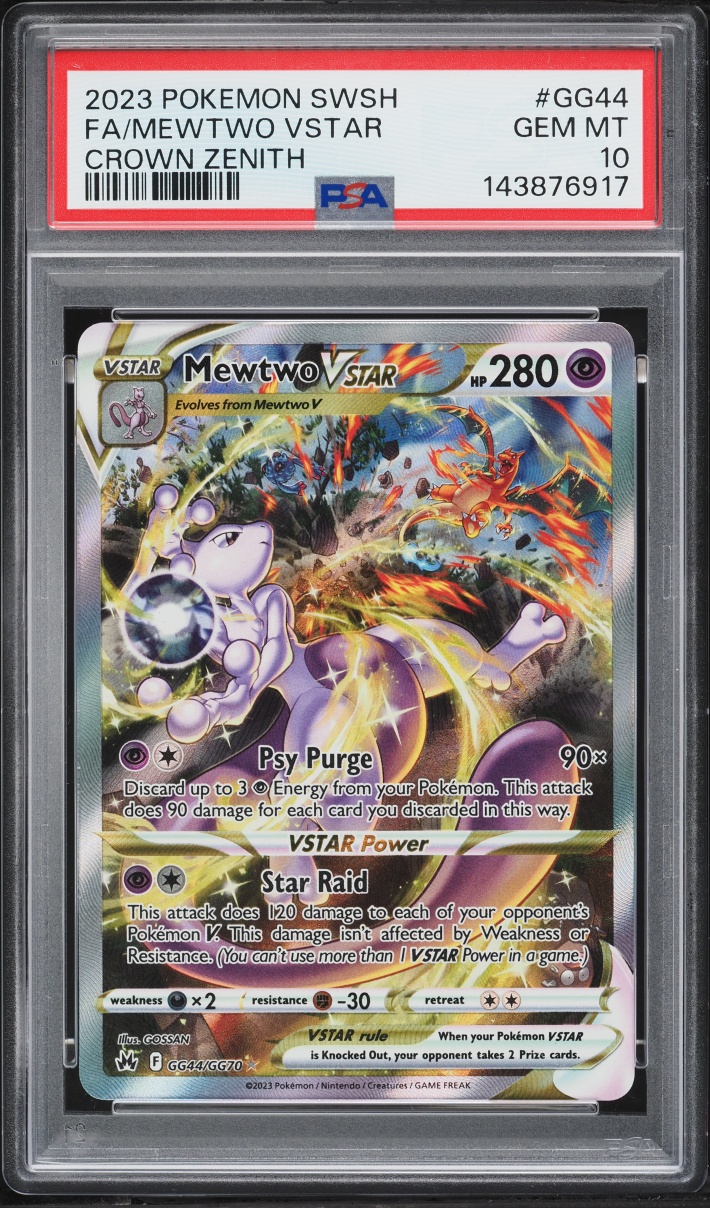 2023 Pokemon Sword & Shield Crown Zenith Galarian Gallery Alt Art Mewtwo VSTAR #GG44 PSA 10 GEM