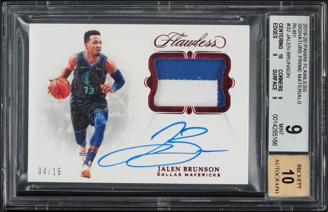 2019 Panini Flawless Prime Ruby Jalen Brunson PATCH AUTO /15 #SP-JBR BGS 9 MINT