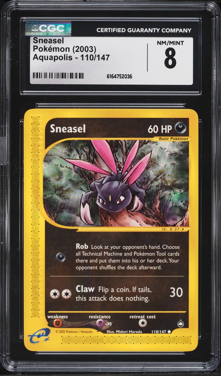 2003 Pokemon Aquapolis Sneasel #110 CGC 8 NM-MT