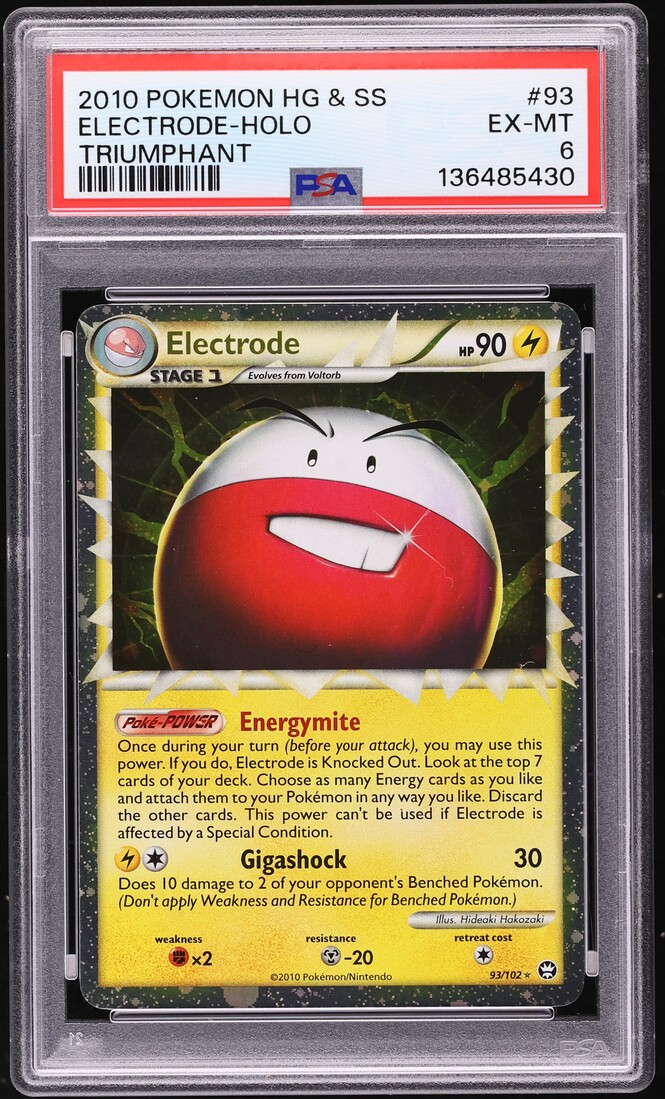 2010 Pokemon HeartGold & SoulSilver Triumphant Holo Electrode #93 PSA 6 EXMT