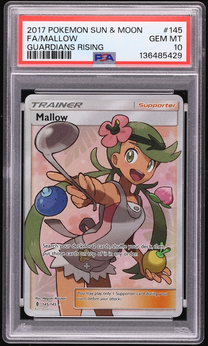 2017 Pokemon Sun & Moon Guardians Rising Full Art Mallow #145 PSA 10 GEM MINT