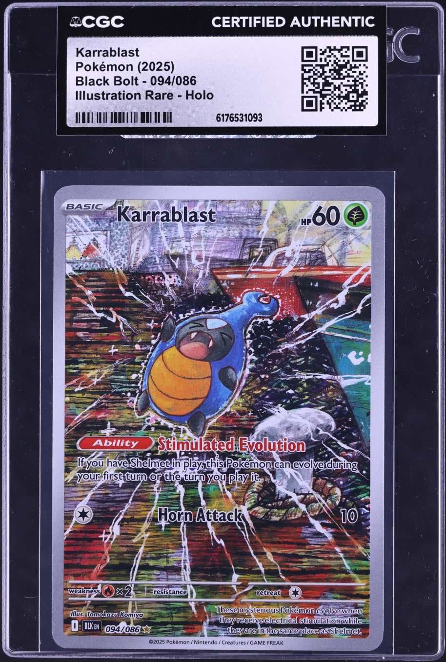 2025 Pokemon Scarlet & Violet Black Bolt IR Karrablast #94 CGC AUTH