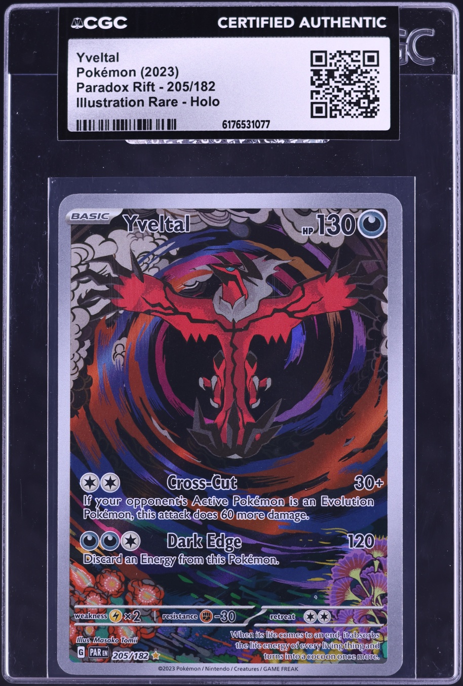 2023 Pokemon Scarlet & Violet Paradox Rift IR Yveltal #205 CGC AUTH