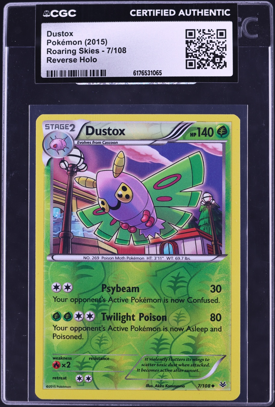 2015 Pokemon XY Roaring Skies Reverse Holo Dustox #7 CGC AUTH