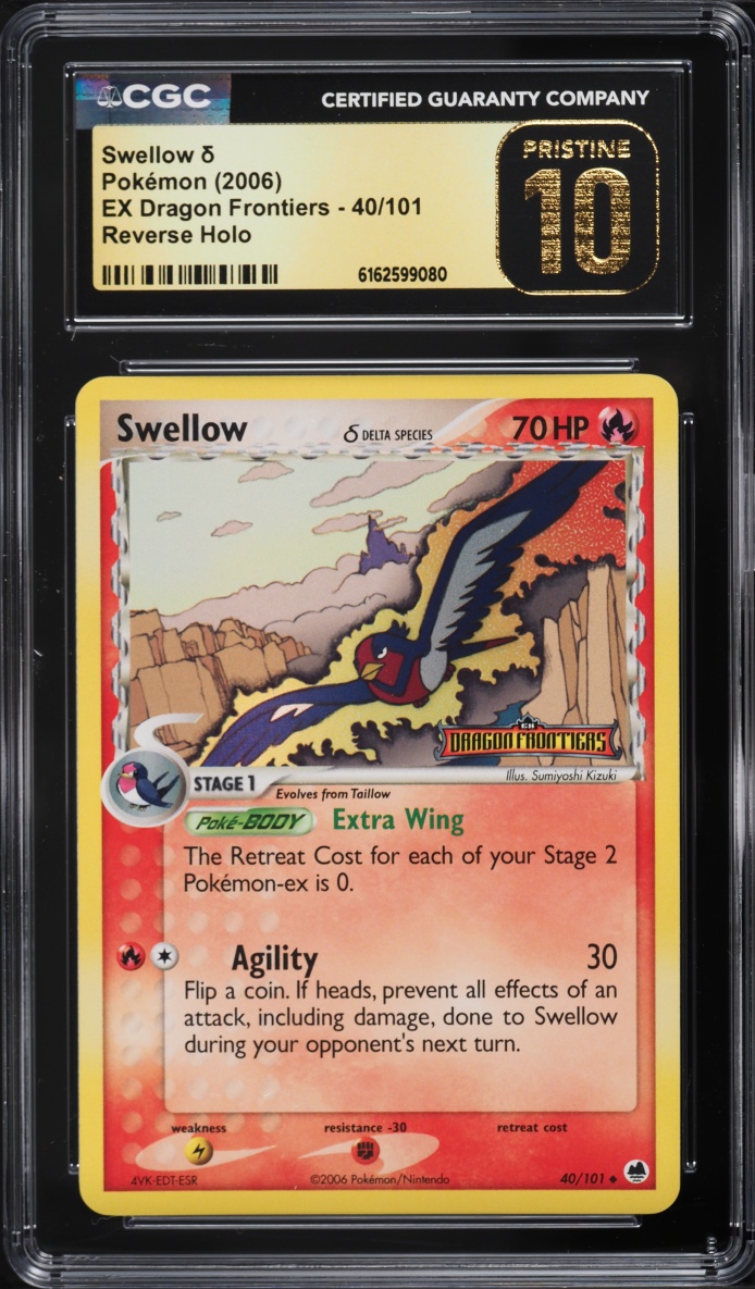 2006 Pokemon EX Dragon Frontiers Reverse Holo Swellow #40 CGC 10 PRISTINE