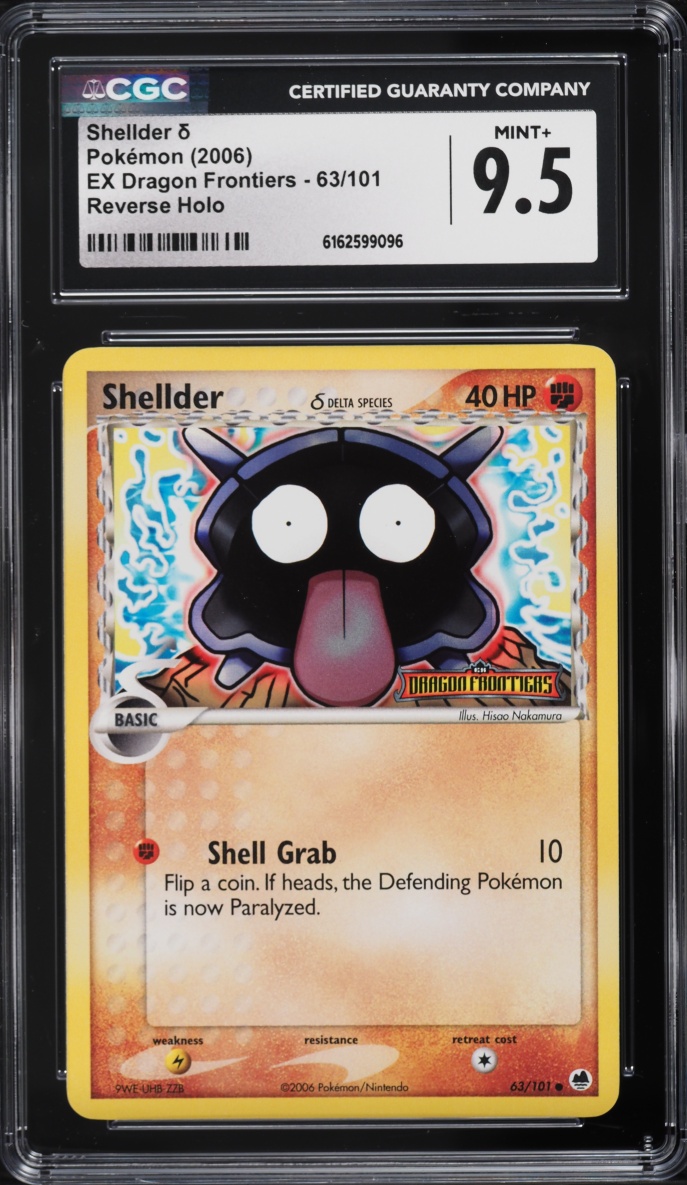 2006 Pokemon EX Dragon Frontiers Reverse Holo Shellder #63 CGC 9.5 MINT+