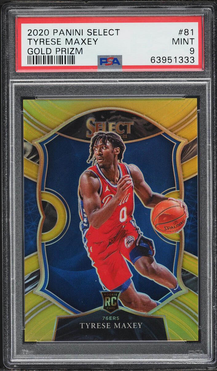 2020 Select Concourse Gold Prizm Tyrese Maxey ROOKIE /10 #81 PSA 9 MINT - Photo 1
