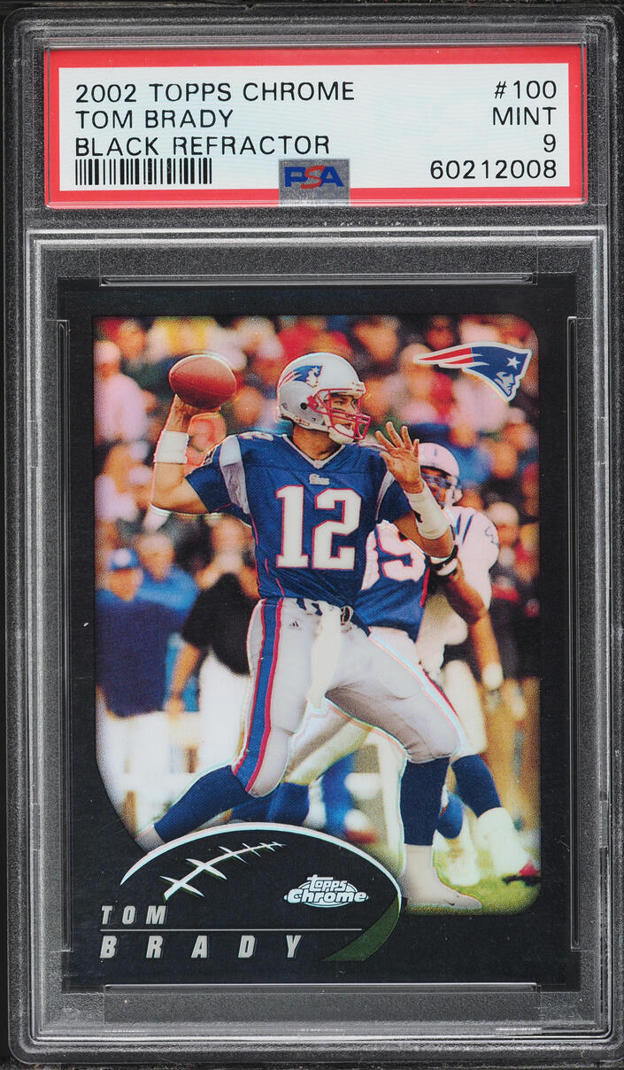 2002 Topps Chrome Black Refractor Tom Brady /599 #100 PSA 9 MINT - Photo 1