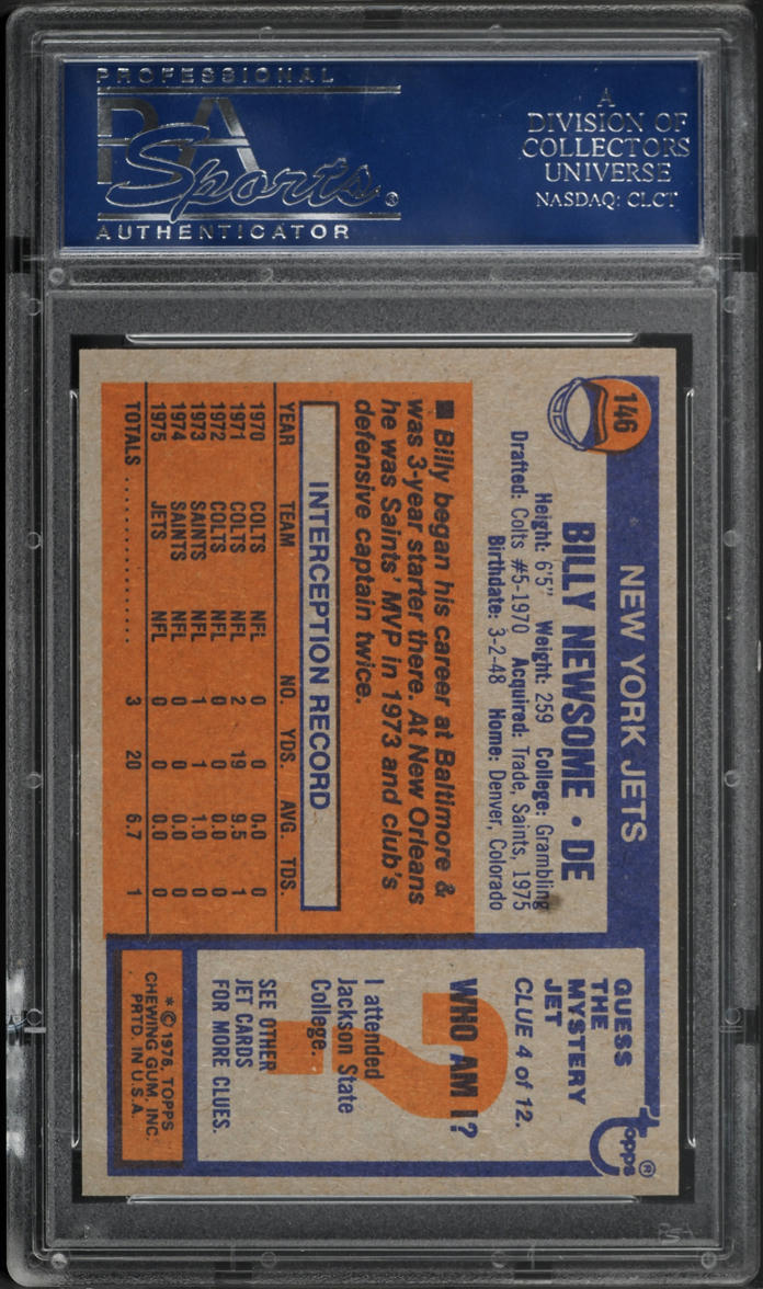 1976 Topps Football Billy Newsome #146 PSA 10 GEM MINT