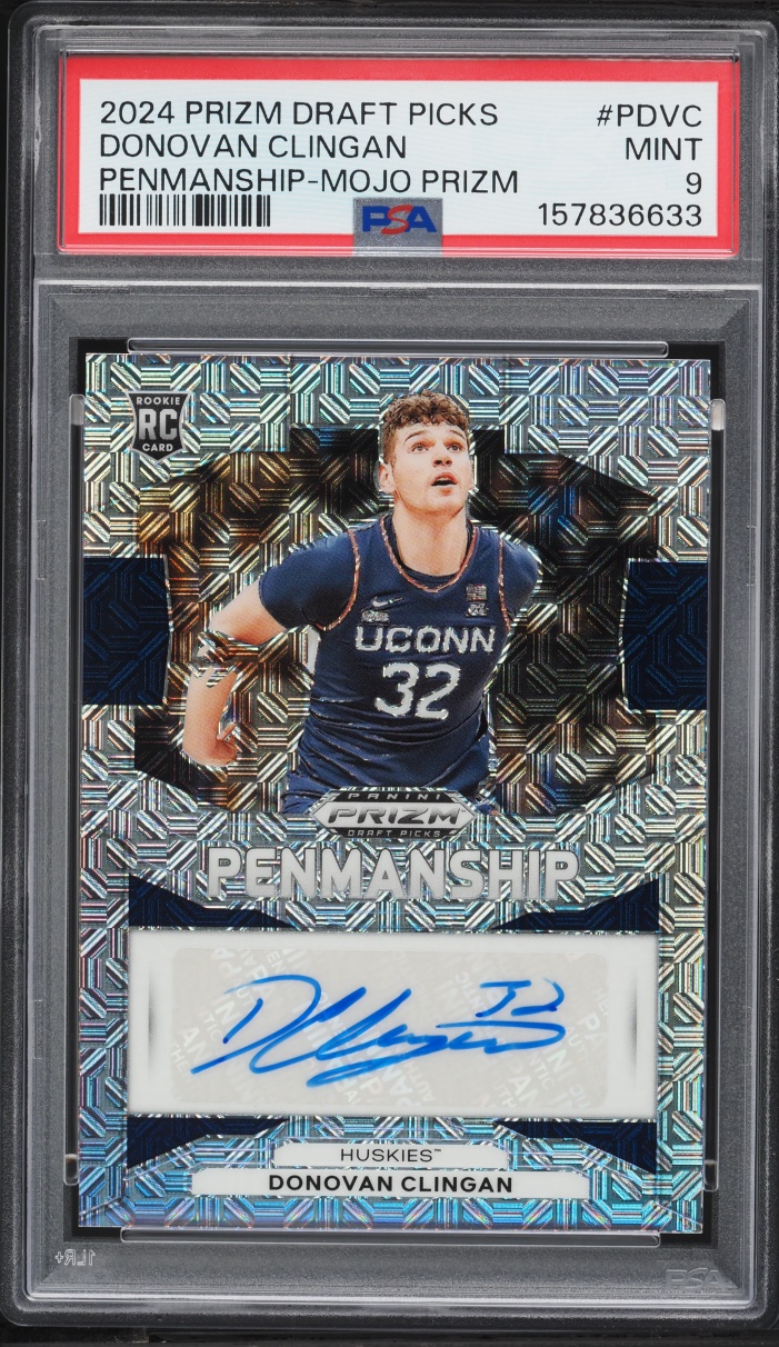 2024 Panini Prizm Draft Picks Penmanship Mojo Donovan Clingan ROOKIE AUTO /25 #P-DVC PSA 9 MINT