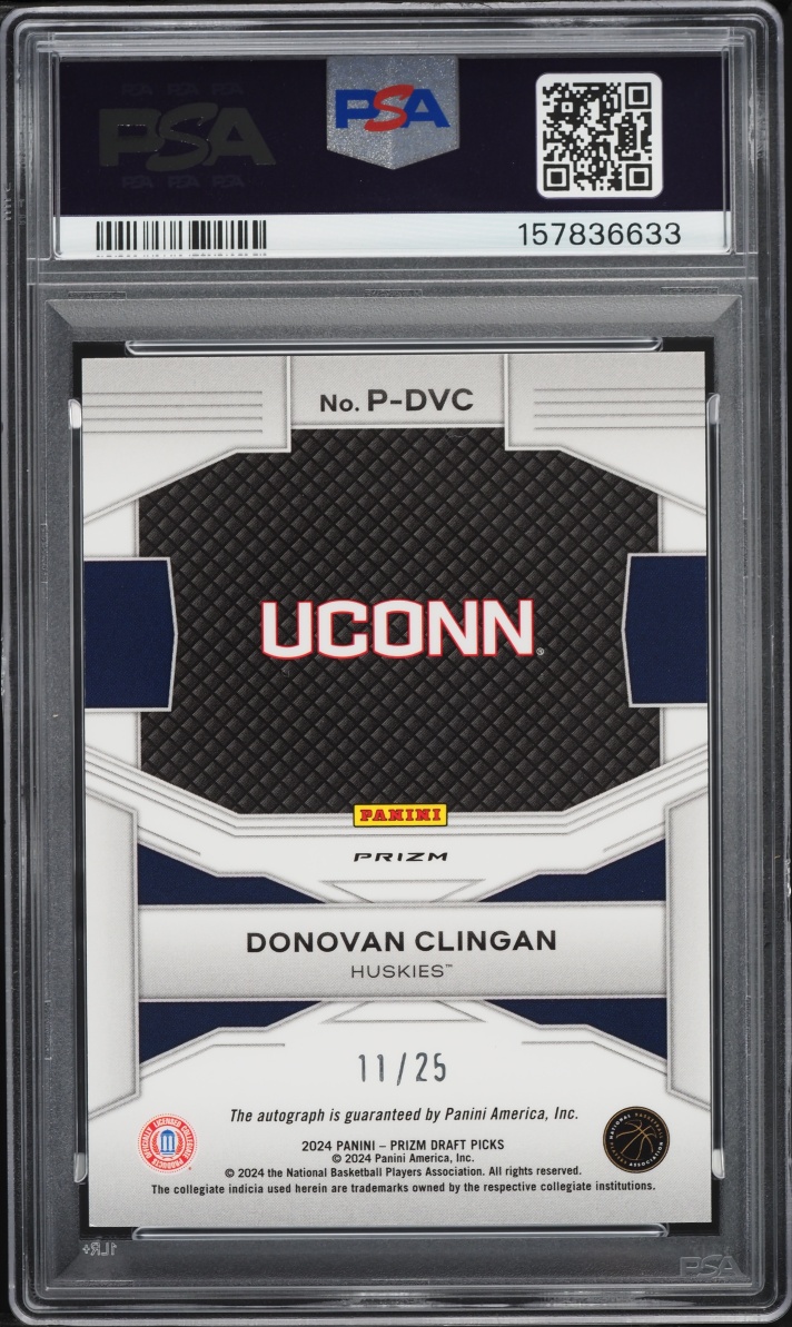 2024 Panini Prizm Draft Picks Penmanship Mojo Donovan Clingan ROOKIE AUTO /25 #P-DVC PSA 9 MINT