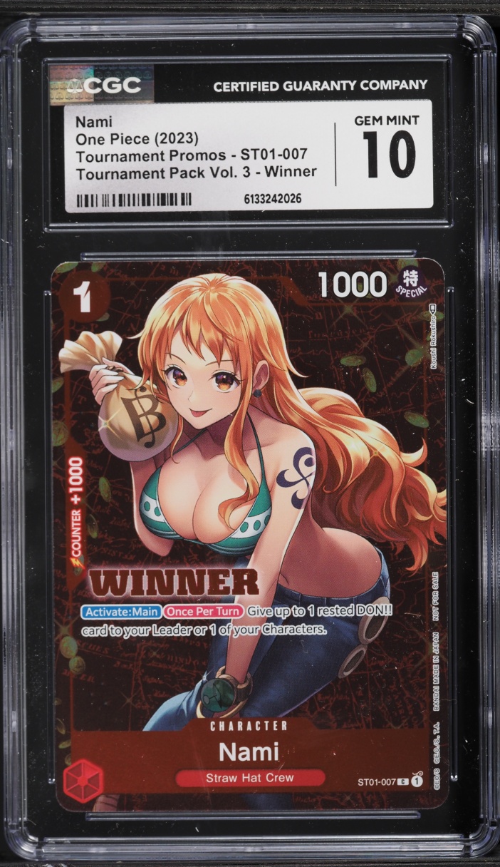 2023 One Piece Promo Tournament Pack Vol. 3 Winner Alt Art Nami #ST01-007 CGC 10 GEM MINT