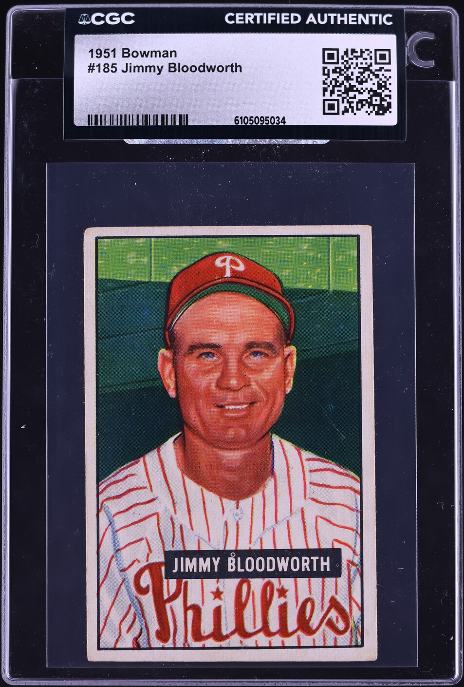 1951 Bowman Jimmy Bloodworth #185 CGC AUTH