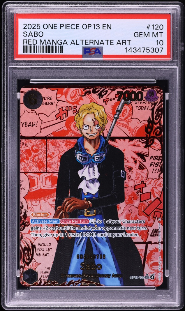 2025 One Piece Carrying On His Will SEC Red Manga Alt Art Sabo #OP13-120 PSA 10 GEM MINT