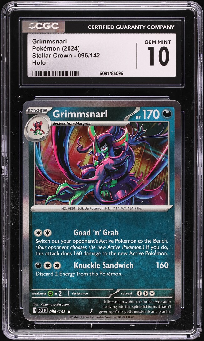2024 Pokemon Scarlet & Violet Stellar Crown Holo Grimmsnarl #96 CGC 10 GEM MINT