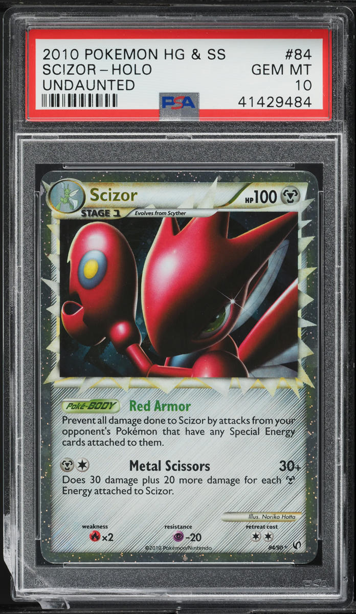 2010 Pokemon Heartgold & Soulsilver Undaunted Holo Scizor #84 PSA 10 GEM MINT
