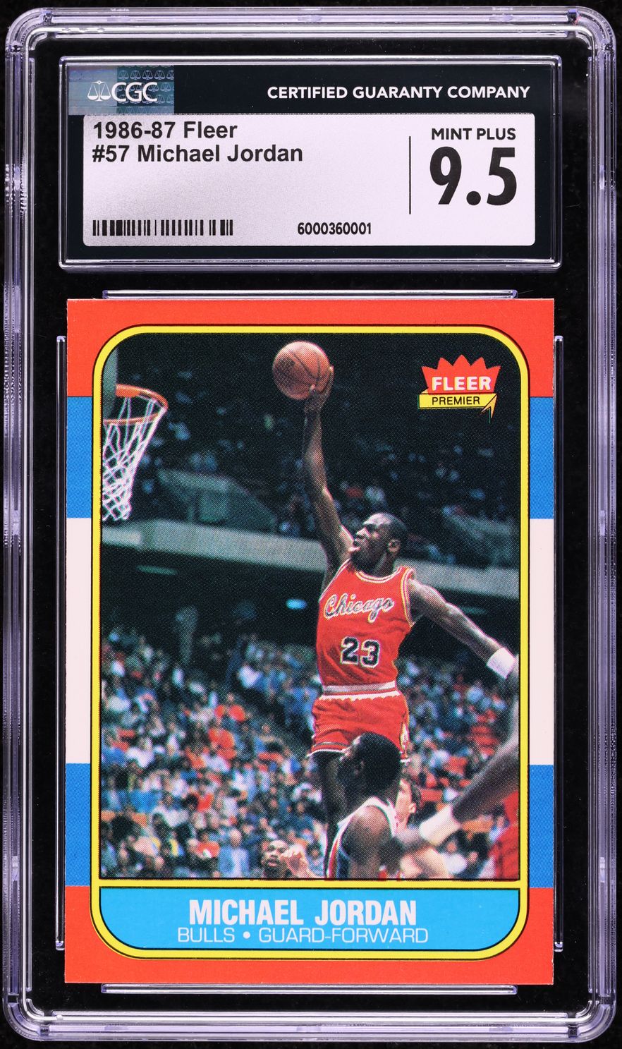 1986 Fleer Basketball Michael Jordan ROOKIE #57 CGC 9.5 MINT+