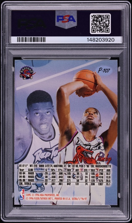 1996 Ultra Platinum Medallion Marcus Camby ROOKIE #P107 PSA 8 NM-MT