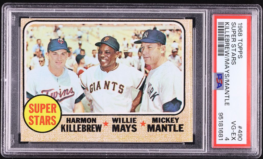 1968 Topps Super Stars Mickey Mantle Willie Mays Harmon Killebrew #490 PSA 4 VGEX