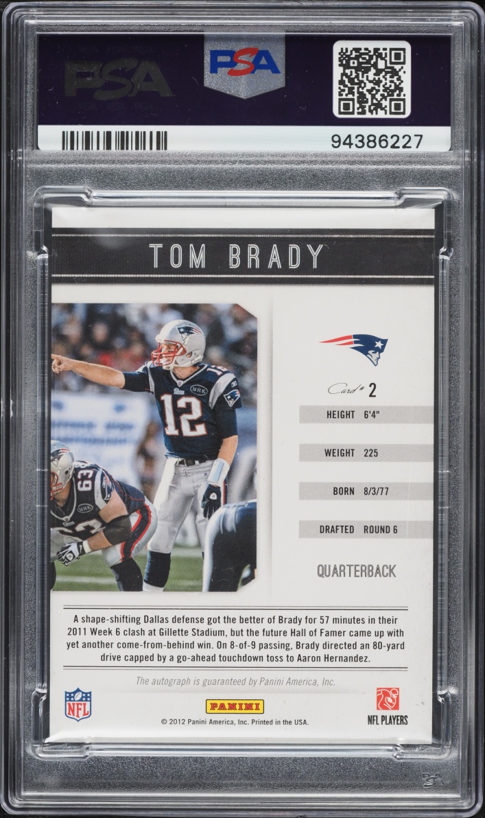2011 Panini Playbook TB12 Collection Tom Brady AUTO #2 PSA 8 NM-MT
